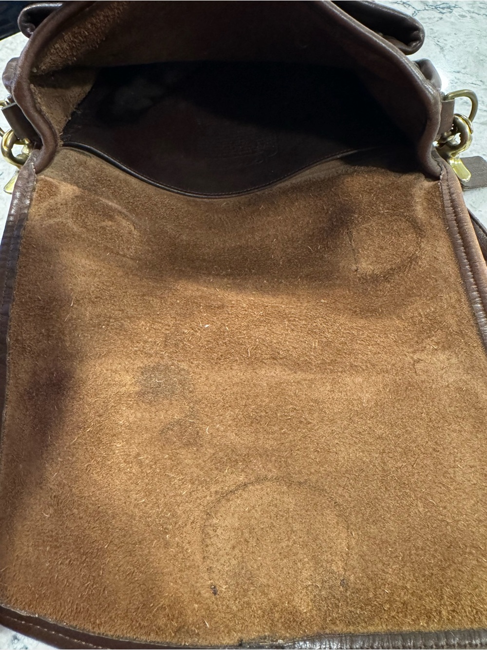 Early Vintage Coach Station Bag Crossbody Leather In Brown READ Flaws - Picture 12 of 13